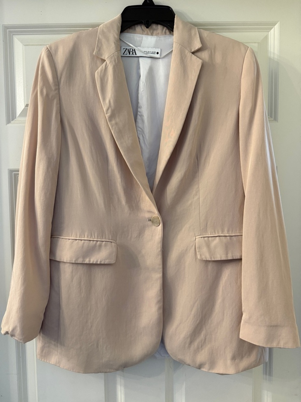 Zara Single-Button Tailored Blazer Soft Silky Cream